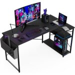 Bexevue bureau gaming 100x70cm forme l tagres rangements noir