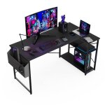Bexevue bureau gaming 120x70cm forme l �tag�res rangements noir