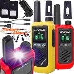 Bf - t17 ? talkies - walkies ? lot de 2 ? 16 canaux ? recharge usb ? rouge et jaune