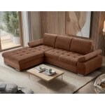 Bianca - canap� dangle gauche 4 places convertible avec coffre en tissu textur� - rose