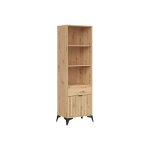 Biblioth�que avec 1 porte 1 tiroir et 3 �tag�rescoloris ch�ne artisan - longueur 60 x profondeur 41 x ...