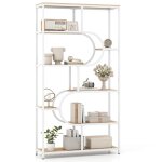 Biblioth�que 175 cm � 8 niveaux costway design en u �tag�res ouvertes de rangement en m�tal pour salon ...
