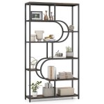 Biblioth�que 175 cm � 8 niveaux costway design en u �tag�res ouvertes de rangement en m�tal pour salon ...