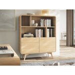 Biblioth�que avec 2 portes et 4 niches - naturel - jalemo