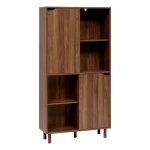 Bibliothque de 2 portes coulissantes et 8 niches coloris marron - longueur 80 x largeur 30 x hauteur ...