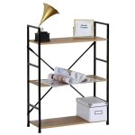 Bibliothque 3 tages - ozavo tagre de rangement multifonctionnelle 59 x 24 x 80 cm en mtal et bois ...
