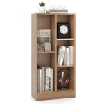 Biblioth�que � 3 niveaux costway - 50 x 24 x 1035 cm - 5 cases ouverts de rangement - kit anti - basculement ...