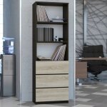Bibliothque 3 tiroirs 2 tagres style moderne - 60x33x180 cm - bibliothque avec rangement - meuble ...