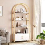 Biblioth�que � 4 niveaux �tag�re ouverte meuble de rangement en bois - cadre en m�tal salon bureau dore ...