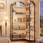 Bibliothque dangle  5 niveaux tagre dangle en bois et mtal meuble de rangementtagre de rangement ...