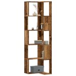 Biblioth�que dangle - 5 niveaux - bois ding�nierie - marron - style contemporain
