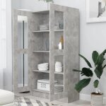 Bibliothque / armoire  vitrine - sweety - gris bton - 825x305x150 cm bois dingnierie b373