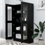 Bibliothque / armoire  vitrine - sweety - noir 825x305x150 cm bois dingnierie b358