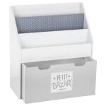 Bibliothque enfant  roulettes gris h70cm - atmosphera createur dinterieur