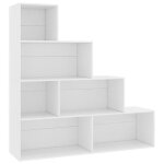 Biblioth�que en bois ding�nierie - jill - blanc - 155x24x160 cm - 6 �tag�res ouvertes - s�parateur de ...