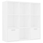 Biblioth�que en bois ding�nierie - jill - blanc - 98x30x98 cm - 7 cubes ouverts - 2 portes - facile � ...