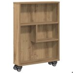R�duction - biblioth�que en bois?meuble �tag�re - grand espace - chariot de rangement �troit ch�ne artisanal ...