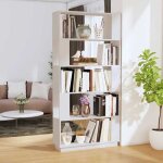 Biblioth�que en bois de pin - vidaxl - 80x25x1635 cm - blanc - pin massif - s�parateur de pi�ce