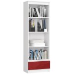 Bibliothque de bureau akord r60 blanche 60 cm 1 tiroir faade rouge brillante 4 tagres 60x35x180 cm ...