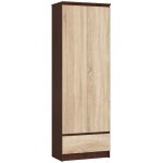 Bibliothque de bureau armoire akord r60 weng 60 cm 2 portes 1 tiroir faade chne sonoma 4 tagres ...