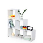Bibliothque carolina tagre blanche en mdf avec 6 compartiments pour livres plantes & dcoration