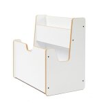 Biblioth�que coffre � jouets montessori 2 - en - 1 blanche avec porte - livres et poign�es ? rangement ...