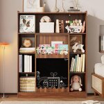 Biblioth�que couleur noyer portes coulissantes 9 compartiments rangement pour livres