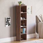 Bibliothque cubique oxford  5 niveaux noyer ? tagre de rangement moderne pour bureau ou salon
