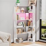 Biblioth�que dangle 5 �tag�res avec lampe led - meuble de rangement triangulaire pour salon et bureau ...