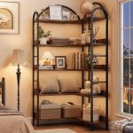Biblioth�que dangle � 5 niveaux �tag�re dangle en bois et m�tal meuble de rangement�tag�re de rangement ...