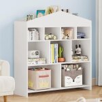 Bibliothque enfant en bois meuble de rangement  jouets / livres 100x30x100cm9 compartimentsblanc