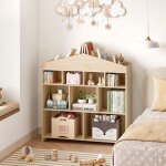 Bibliothque enfant en bois meuble de rangement  jouets / livres 100x30x100cm9 compartimentsbois clair ...