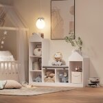 Biblioth�que enfant avec coussins - promiracal - 121x30x108cm - meuble 2 - en - 1 lecture et rangement ...