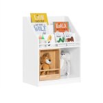 Sobuy bibliothque enfant avec porte coulissante rangement livres et jouets chambre ou salle de jeux ...