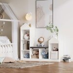 Biblioth�que pour enfants - promiracal - 6 cubes + 4 �tag�res livres - si�ge int�gr� - bois mdf stable ...