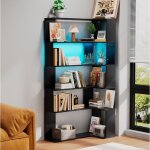 Bibliotheque - tagere  5 niveaux - meuble de rangement - compartiment ouvert - lumire led rglable ...
