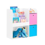 Sobuy tagre de rangement enfant bibliothque avec 2 paniers meuble livres et jouets multifonction blanc ...