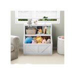 Biblioth�que �tag�re meuble de rangement pour enfants 2 niveaux 1 �tag�re ouverte et 1 bac blanc antique ...