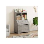 Biblioth�que �tag�re meuble de rangement pour enfants 2 niveaux 2 �tag�re ouverte et 1 armoire � couvercle ...