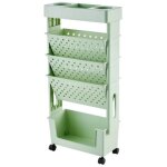 Biblioth�que �tag�re de rangement 5 niveaux �tag�re de bureau pivotant � 360� 375x15x78cm vert