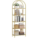 Bibliothque tagre de rangement - homcom - 5 niveaux - arqu - pour salon bureau chambre - verre - ...