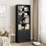 Biblioth�que ferm�e 6 �tag�res 60 x 30x 180cm pour salon bureau salle � mangernoir