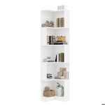 Biblioth�que en forme de l 63. 5 x 45 x 175 cm - �tag�re de rangement 5 niveaux - blanc - meuble de salon ...
