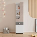 Bibliothèque grande étagère adolescent avec porte en l tiroir armoires de rangement mdf blanc + orme ... Bibliothèque grande étagère adolescent avec porte en l tiroir armoires de rangement mdf blanc + orme ...