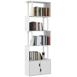 Bibliothque - homcom - 5 niveaux - tagres et placard double porte - panneau de particules - 60 x 238 ...
