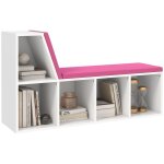 Bibliothque - homcom - banc 2 en 1 en bois - 5 compartiments de rangement et 2 coussins - 108 x 30 x ...