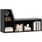 Bibliothque - homcom - banc 2 en 1 en bois - 5 compartiments de rangement et 2 coussins - 108 x 30 x ...