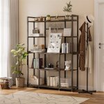 Bibliothque industrielle  5 niveaux 120x30x170cm - tagre de rangement en bois et mtal