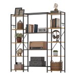Bibliothque industrielle balconera 13 tagres - structure bois / mtal - salon / bureau - marron rustique ...