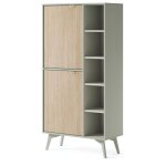 Biblioth�que komodee tofino reg1 pieds en bois vert d?d 38 x 80 x 160 cm